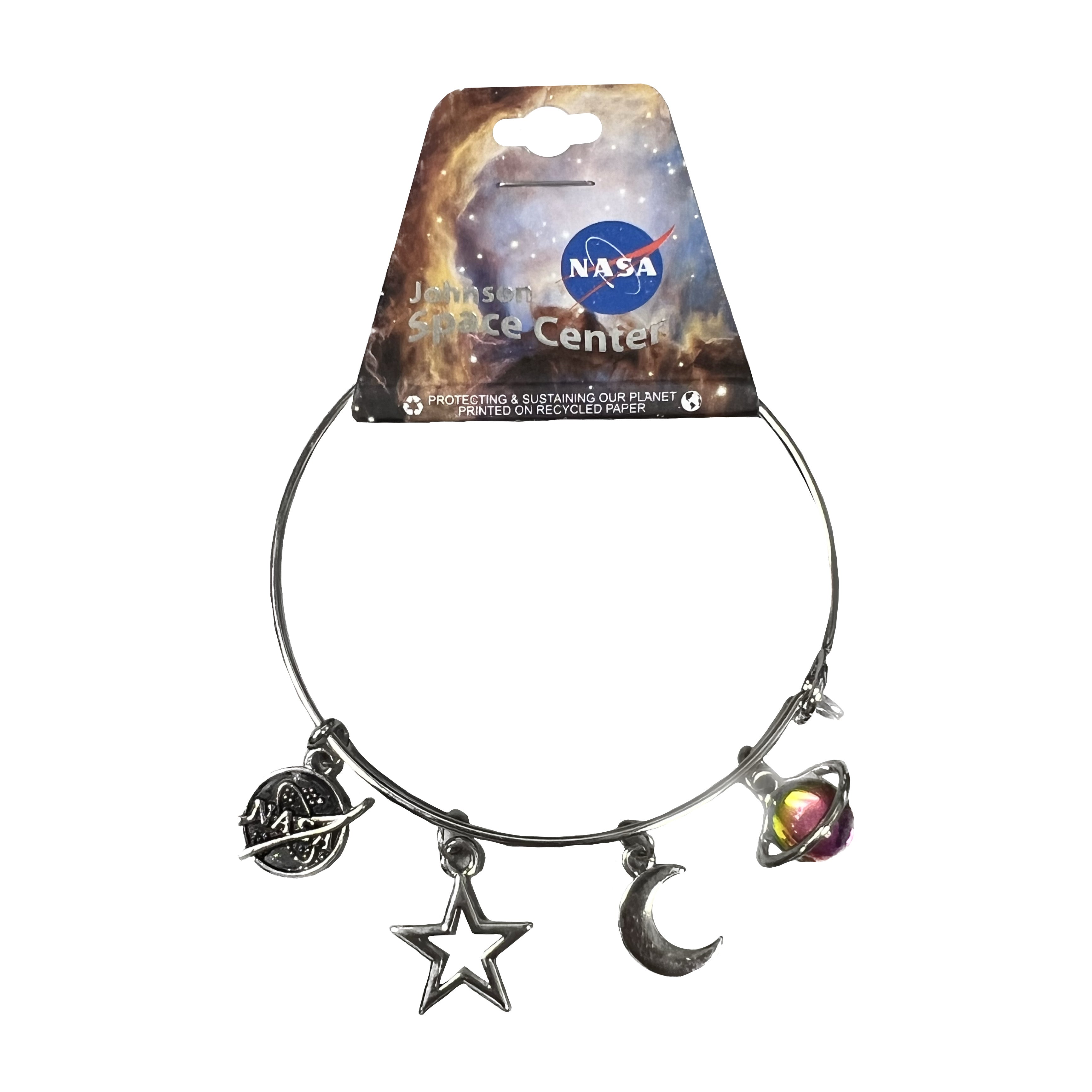 NASA Apollo 2024 Space Capsules, Astronauts, Lunar Larnding, Space Walk Charm Bracelet, 5 Charms